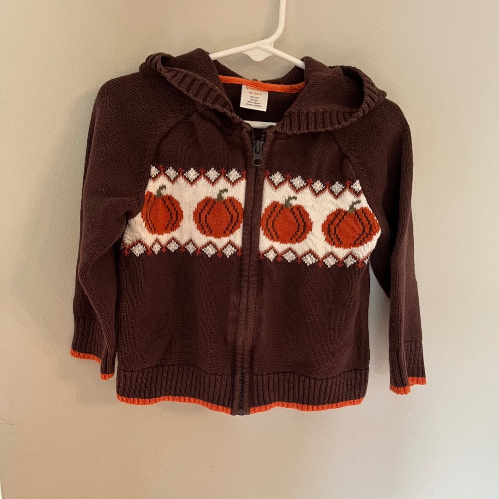 Cotton knit full zip sweater fall pumpkin sweater